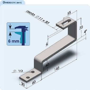 SS-M Staffa semplice in ACCIAIO ZINCATO A CALDO per tegole MARSIGLIESI, spessore 6mm product photo Photo 02 3XL