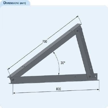 STP-2832 Triangolo PICCOLO(PREMONTATO) in ALLUMINIO con INSERTI per inclinazione moduli, regolazioni: 28°-30°-32, disposizione moduli:ORIZZONTALE product photo Photo 02 3XL