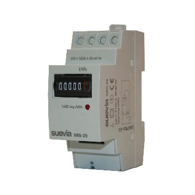 NRG-25 Contatore Monofase Di Energia Attiva, 2 Moduli , 25A, ins.diretta, display elettromeccanico,lampeggio LED 0,625 Wh/imp product photo Photo 01 3XL