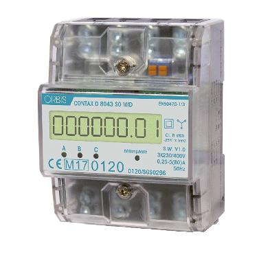 CONTAX D-8043 SO MID Contatore trifase energia attiva, 4.5 Moduli, 80A, inserzione diretta, display digitale, lampeggio LED 1.25Wh/imp product photo Photo 01 3XL