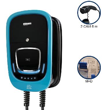 VIARIS COMBI+ CCT2P22ETH TRIFASE 22 kW + 22 kW 3x32A, 2 CAVI e CONNETTORE TIPO 2 lunghezza 5m, Protezione Magnetotermica/Differenziale, Ethernet, lettore carte RFID product photo Photo 01 3XL