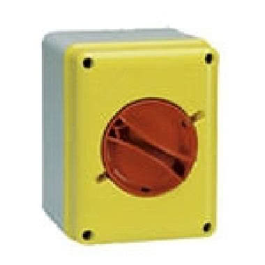
CAM-SZ interruttore sezionatore da parete di emergenza con maniglia rossa/targhetta gialla in cassetta isolante - 4P 16A IP65
 product photo Photo 01 3XL