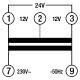 Trasformatore 30VA per servizio intermittente uscite12-12-24V 3 DIN, montaggio a retroquadro IP40 product photo Photo 02 2XS