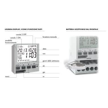 Interruttore orario astronomico crepuscolare'ASTRO-LUX-TIME' 2 canali - 2 DIN, display retroilluminato, ZeroCrossing, intervento minimo 1 minuto, vetrino incernierato e piombabile, 45programmi ON + OFF product photo Photo 03 3XL