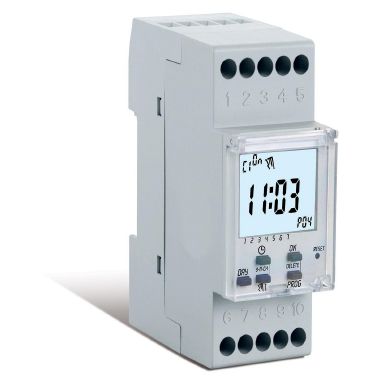 Interruttore orario giornaliero digitale senza cambio oralegale 1 canale – 2 DIN, display retroilluminato, programmazione minima 1secondo, riserva di carica 6 anni, vetrino di protezione, programmazionesemplificata product photo Photo 01 3XL