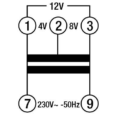 Trasformatore 10VA per servizio continuo uscite 4-8-12V 2DIN, montaggio a retroquadro IP40 product photo Photo 02 3XL