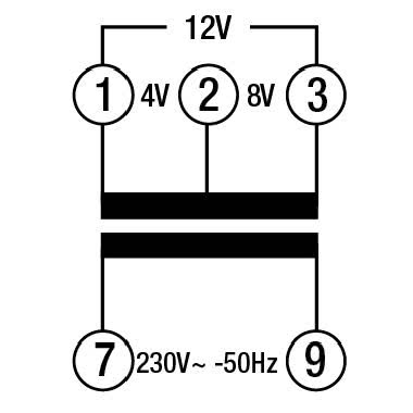 Trasformatore 15VA per servizio intermittente uscite4-8-12V, montaggio a parete IP30, montaggio a retroquadro IP40. product photo Photo 02 3XL