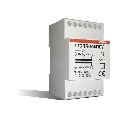 Trasformatore 24VA per servizio continuo uscite 12-12-24V 3DIN, montaggio a retroquadro IP40 product photo Photo 01 3XL