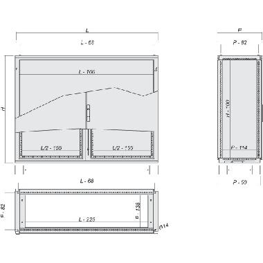 Armadio monoblocco CAE orizzontale, dimensioni 800 x 1600 x 400 mm (AxLxP), porta cieca product photo Photo 02 3XL