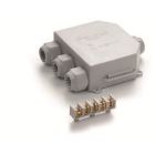 BABY BOX 3 - La cassetta di giunzione a 4 ingressi pre-riempita in gel, completa di morsettiera integrata e pressacavi per cavi pentapolari fino a 18 mm o tubi diametro 16 o 20 mm. product photo