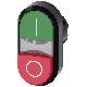 Pulsante doppio, illuminato, 22 mm, rotondo, in plastica, colore verde: I, colore rosso: O product photo Photo 01 2XS