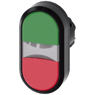 Pulsante doppio, 22 mm, rotondo, in plastica, colore verde, rosso product photo Photo 01 3XL