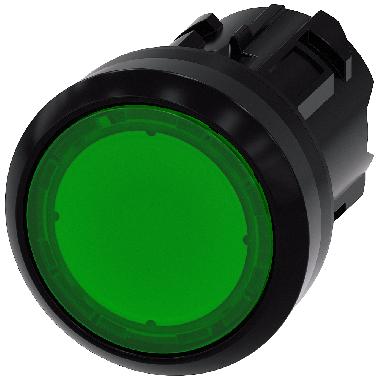 Pulsante, illuminato, 22 mm, rotondo, in plastica, colore verde, bottone product photo Photo 01 3XL