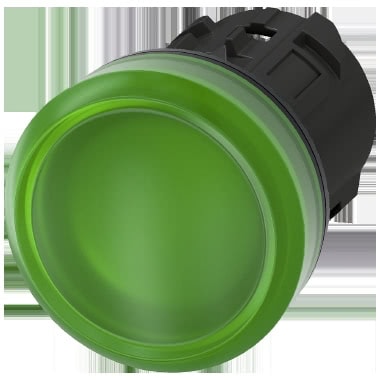 Indicatore luminoso, 22 mm, rotondo, in plastica, colore verde, gemma, liscia product photo Photo 01 3XL