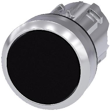 Pulsante, 22 mm, rotondo, in metallo lucido, colore nero, bottone product photo Photo 01 3XL