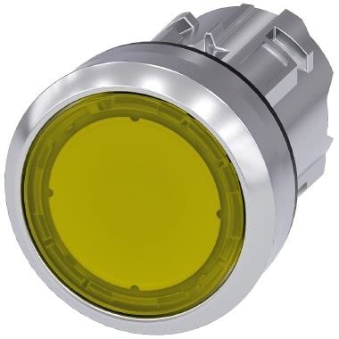 Pulsante, illuminato, 22 mm, rotondo, in metallo lucido, colore giallo, bottone product photo Photo 01 3XL