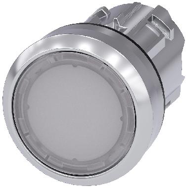 Pulsante, illuminato, 22 mm, rotondo, in metallo lucido, colore bianco, bottone product photo Photo 01 3XL