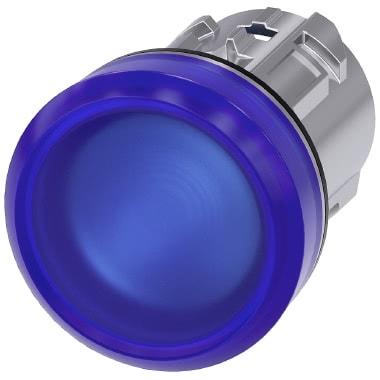 Indicatore luminoso, 22 mm, rotondo, in metallo lucido, colore blu, gemma, liscia product photo Photo 01 3XL