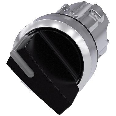 Selettore, illuminabile, 22 mm, rotondo, in metallo lucido, colore nero, selettore corto product photo Photo 01 3XL