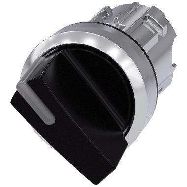 Selettore, illuminabile, 22 mm, rotondo, in metallo lucido, colore nero, selettore corto product photo Photo 01 3XL