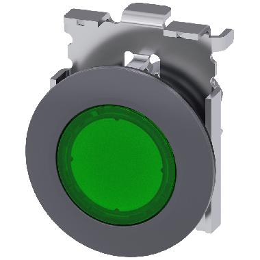 Pulsante, illuminato, 30 mm, rotondo, in metallo opaco, colore verde product photo Photo 01 3XL