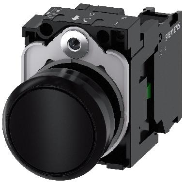 Pulsante, 22 mm, rotondo, in plastica, colore nero, bottone, 1NO product photo Photo 01 3XL