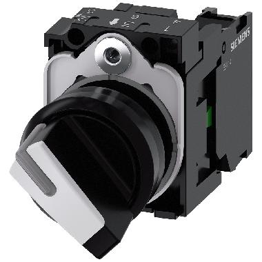 Selettore, illuminabile, 22 mm, rotondo, in plastica, colore nero, bianco, 1NO product photo Photo 01 3XL