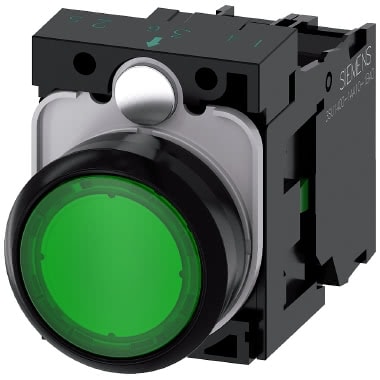 Pulsante, illuminato, 22 mm, rotondo, in plastica, colore verde, 1NO, AC/DC 24 V product photo Photo 01 3XL