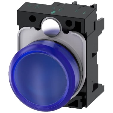 Indicatore luminoso, 22 mm, rotondo, in plastica, colore blu, gemma, liscia, AC/DC 24 V product photo Photo 01 3XL