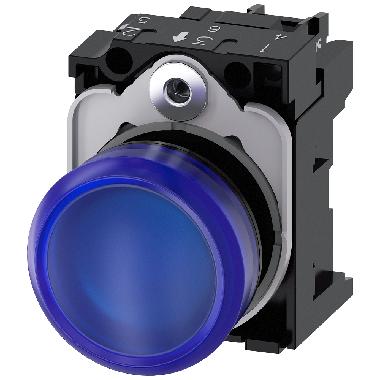 Indicatore luminoso, 22 mm, rotondo, in plastica, colore blu, gemma, liscia, AC/DC 24 V product photo Photo 01 3XL