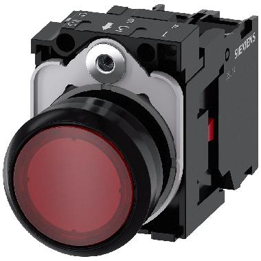 Pulsante, illuminato, 22 mm, rotondo, in plastica, colore rosso, 1NC, AC 230 V product photo Photo 01 3XL