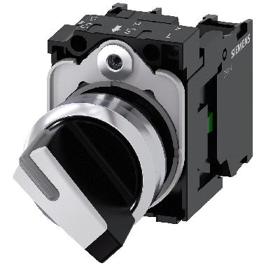 Selettore, illuminabile, 22 mm, rotondo, in metallo lucido, bianco, 1NO+1NC product photo Photo 01 3XL