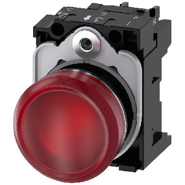 Indicatore luminoso, 22 mm, rotondo, in metallo lucido, colore rosso, gemma, liscia, AC/DC 24 V product photo Photo 01 3XL