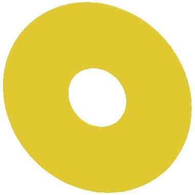 Targhetta con dicitura rotonda per pulsante a fungo di ARRESTO DI EMERGENZA, colore giallo, diametro esterno 75 mm, diametro interno 23 mm product photo Photo 01 3XL