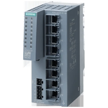 SCALANCE XC108, IE unmanaged switch, 8x 10/100 Mbit/s Porte RJ45, Diagnostica LE product photo Photo 01 3XL