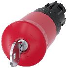 Pulsante a fungo di arresto di emergenza, 22 mm, rotondo, in plastica, rosso, con serratura Siemens, C product photo