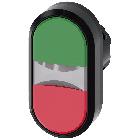 Pulsante doppio, 22 mm, rotondo, in plastica, colore verde, rosso product photo