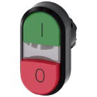 Pulsante doppio, illuminato, 22 mm, rotondo, in plastica, colore verde: I, colore rosso: O product photo