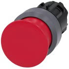 Pulsante a fungo, 22 mm, rotondo, in plastica, con ghiera in metallo, colore rosso, 30 mm product photo