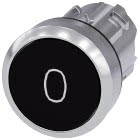 Pulsante, 22 mm, rotondo, in metallo lucido, colore nero, iscrizione: O, bottone product photo
