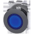 Pulsante, illuminato, come indicatore luminoso, 30 mm, rotondo, in metallo opaco, colore blu product photo