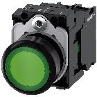 Pulsante, illuminato, 22 mm, rotondo, in plastica, colore verde, 1NO, AC/DC 24 V product photo