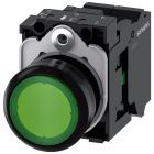 Pulsante, illuminato, 22 mm, rotondo, in plastica, colore verde, 1NO, AC/DC 24 V product photo