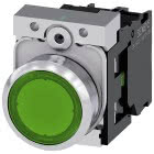 Pulsante, illuminato, 22 mm, rotondo, in metallo lucido, colore verde, bottone, 1NO product photo