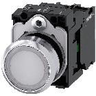 Pulsante, illuminato, 22 mm, rotondo, in metallo lucido, colore bianco, bottone, 1NO product photo