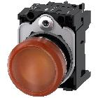 Indicatore luminoso, 22 mm, rotondo, in metallo lucido, colore ambra, gemma, liscia, AC/DC 24 V product photo