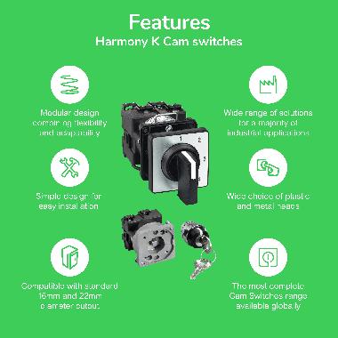 Commutatore a camme voltmetro 3L - 45° - 12 A - per Ø22 MM product photo Photo 02 3XL