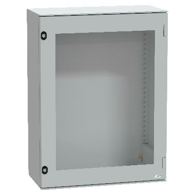 Cassetta in poliestere montata a parete, PanelSeT PLM, porta trasparente, 847x636x300mm, IP66, IK08, RAL 7035 product photo Photo 01 3XL