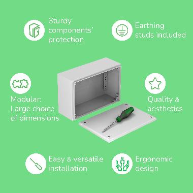 Cassetta industriale Flat Box 150x150x120 product photo Photo 02 3XL