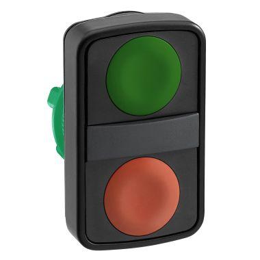 Testa pulsante doppio Ø22 - rosso + verde - senza marcatura product photo Photo 01 3XL